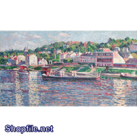 Tranh sơn dầu nhà và dòng sông